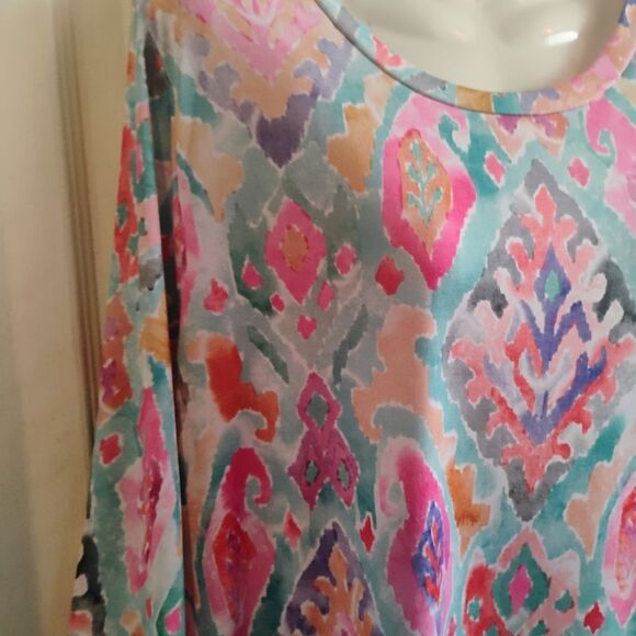 Pink and Blue Boxy Tunic with Three-Quarter Sleeves - Picture 10 of 13